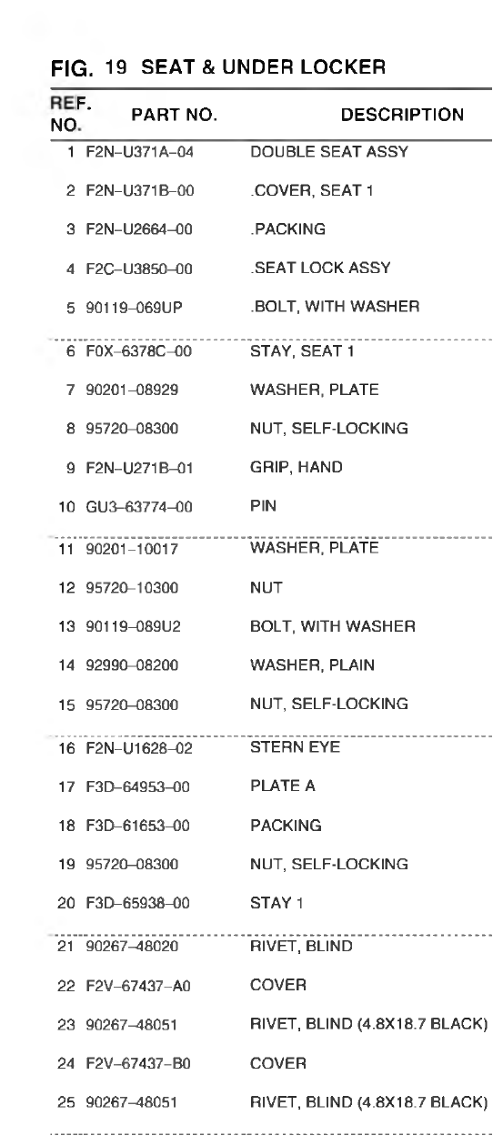 Yamaha VX700-S(F3D7_6DUD_6DU1 SEAT & UNDER LOCKER parts diagram